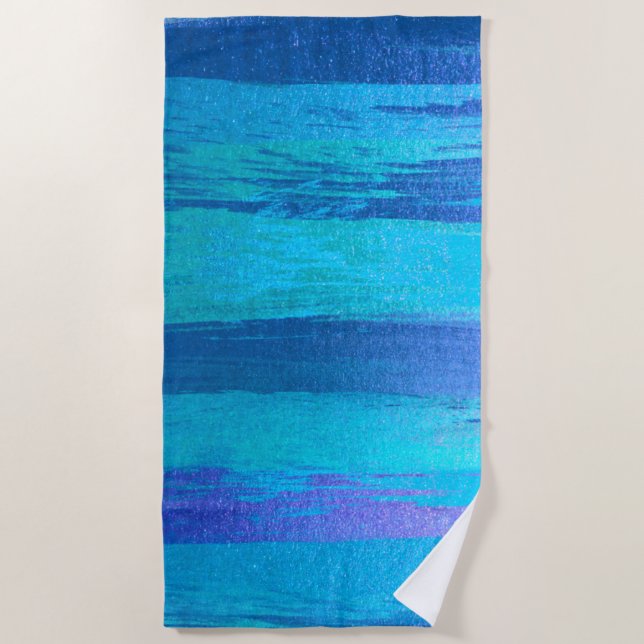 Blue NAVY OCEAN STROKES BEACH TROPICAL MODERN Towel (Front)