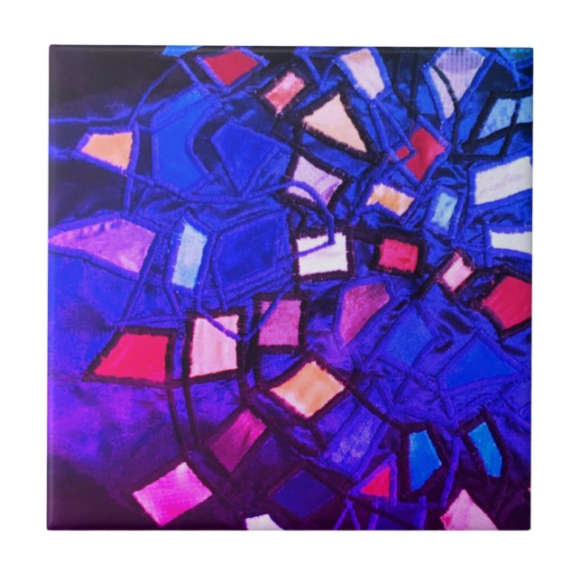 Blue navy purple pink nautical marine abstract  tile (Front)