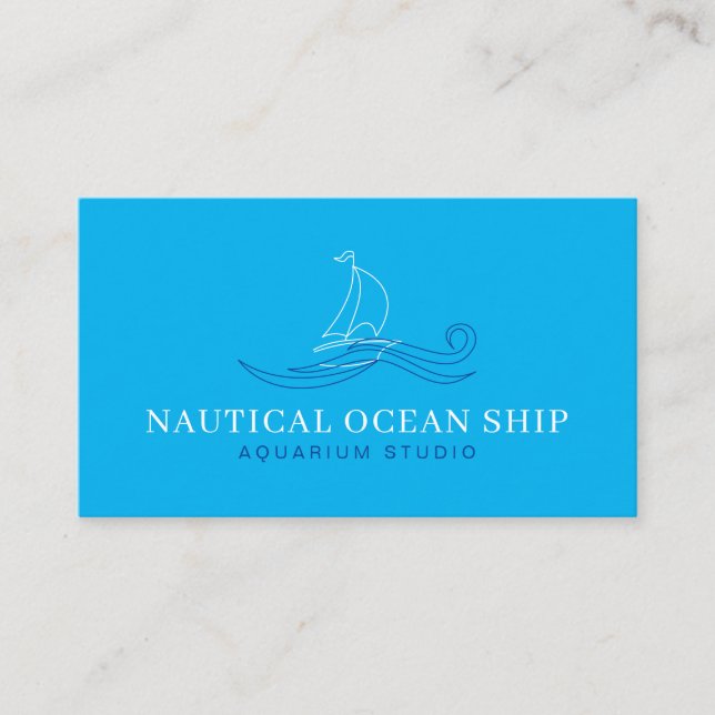 Blue Navy Ship Boat Nautical Sea Ocean Calling Card (Front)