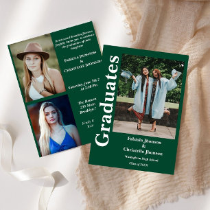 Blue navy siblings graduate Double graduation Invitation