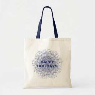 Blue Navy Snowflake Christmas Holiday Tote Bag