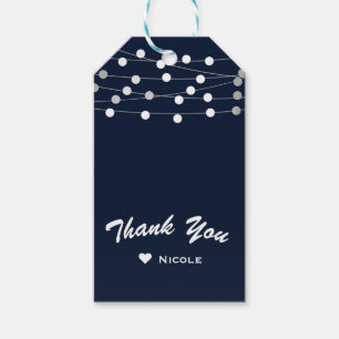 Blue Navy String Lights Modern Chic Elegant Favour Gift Tags