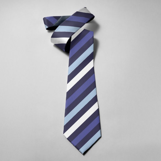 Blue Navy stripes Modern Classic Wedding Business Tie (Creator Uploaded)