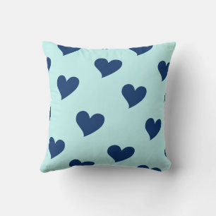 Blue Navy Sweet Cosy Modern Romantic Chic Heart Cushion