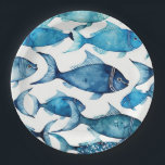 Blue & Navy Watercolor Fish | Ocean Nautical Kids Paper Plate<br><div class="desc">Make kids’ parties extra fun with these watercolor fish paper plates in shades of blue and navy. The playful school of fish design is perfect for ocean themed birthdays, pool parties, summer celebrations, or seaside picnics. These plates keep cleanup simple while adding a splash of marine charm to the table....</div>