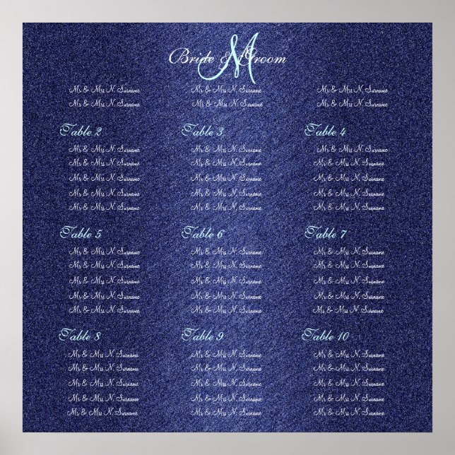 Blue navy wedding seating charts (Front)