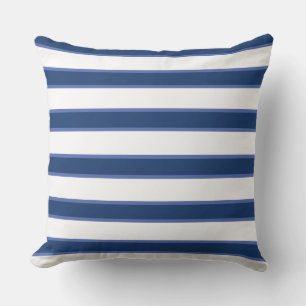 Blue Navy White Nautical Elegant Modern Stripes Cushion