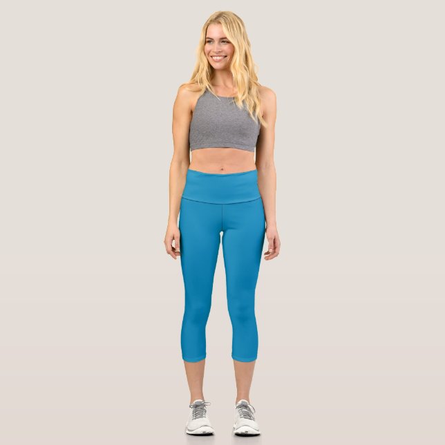 Blue (NCS) (solid colour)  Capri Leggings (Front)