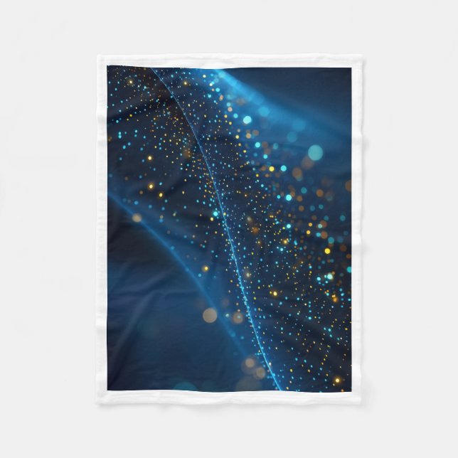Blue Nebula and Glowing Golden Sparks Fleece Blank Blanket (Front)