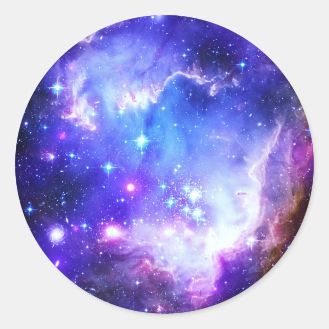 Blue Nebula Classic Round Sticker (Front)