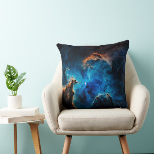 Blue Nebula Clouds AI Concept Art by Xzendor7 Cushion