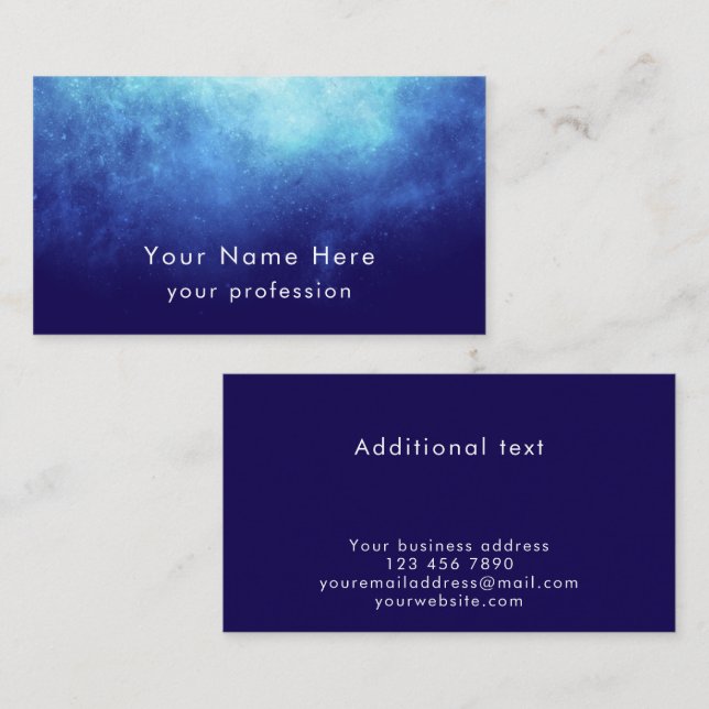Blue Nebula Custom Text Cool Modern Professional Business Card (Front/Back)