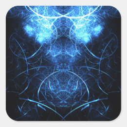 Blue Nebula Energy Fractal Art Square Sticker