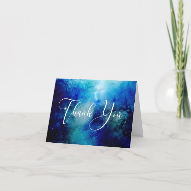 Blue Nebula Galaxy Thank You Card (Front)