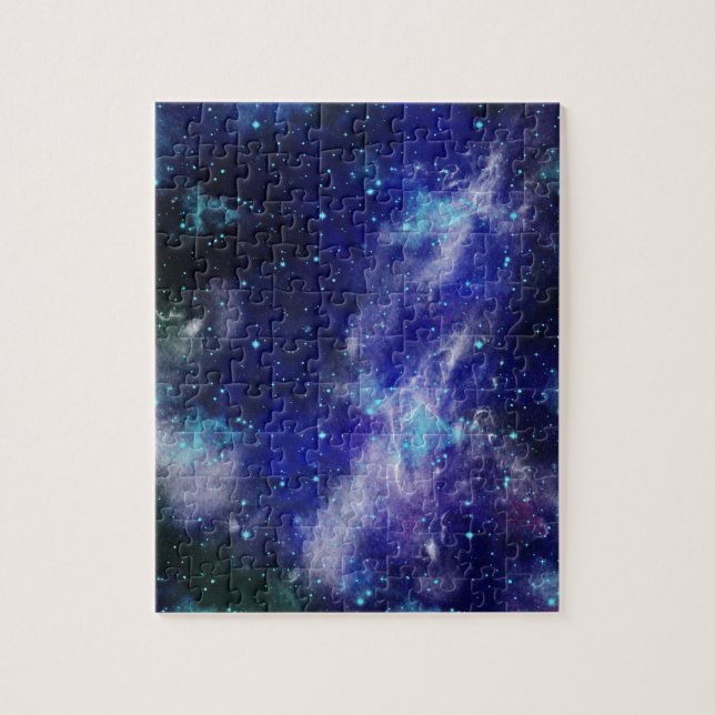 Blue Nebula Galaxy Watercolor Jigsaw Puzzle (Vertical)