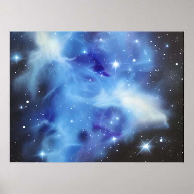 Blue Nebula Horizontal Space Poster (Front)