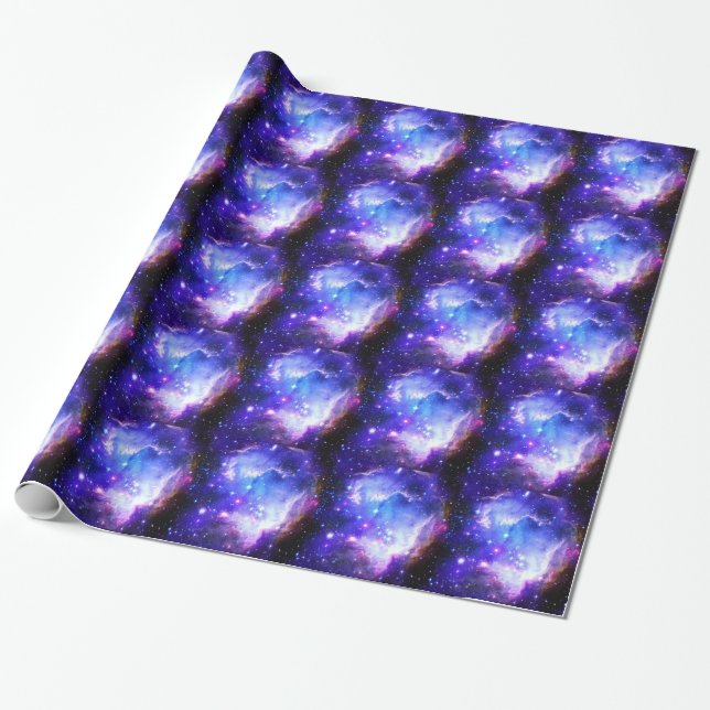 Blue Nebula Wrapping Paper (Unrolled)