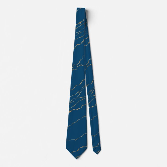 Blue Neck Tie with Golden Threads - Choose Colour (Front)
