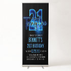 Blue Neon 21st Birthday Invitation
