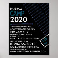 Blue Neon Baseball Bat, Baseball Camp Advertising