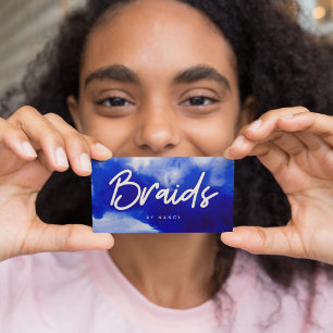Blue Neon Braids Script  Business Card