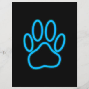 Blue Neon Dog Paw Print