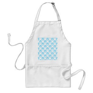 Blue Neon Dog Paw Print Pattern Standard Apron