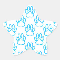 Blue Neon Dog Paw Print Pattern