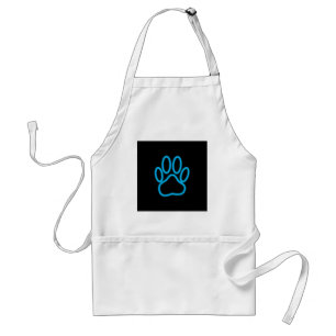 Blue Neon Dog Paw Print Standard Apron