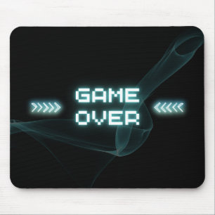 Blue Neon Game Over Mouse Pad