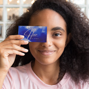 Blue Neon Hair Stylist Script  Business Card