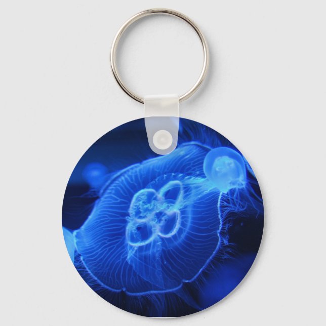 Blue Neon Jellyfish Key Ring (Front)