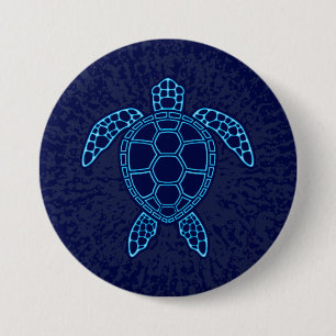 Blue Neon Lava Sea Turtle Symmetrical Design 7.5 Cm Round Badge