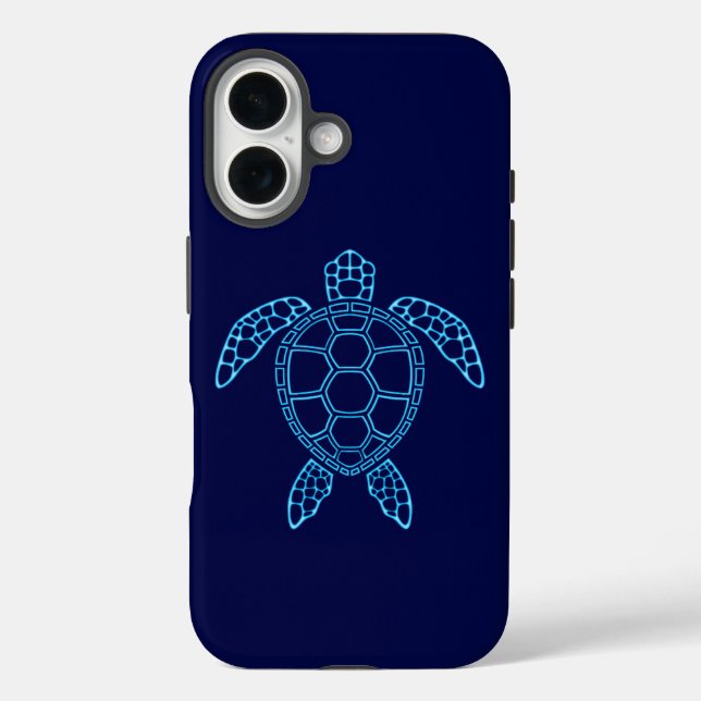 Blue Neon Lava Sea Turtle Symmetrical Design Case-Mate iPhone Case (Back)