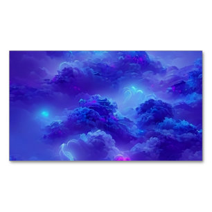Blue neon lightning sky effect magnetic business card