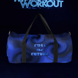 Blue Neon Liquid Swirl Holographic 2026 Fitness   Duffle Bag