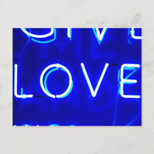 Blue Neon Love SIgn Postcard