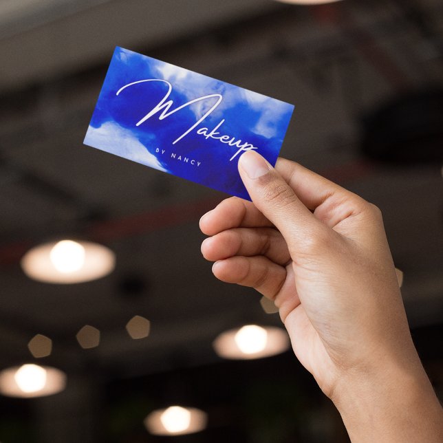 Blue Neon Makeup Script  Business Card (Creator Uploaded)