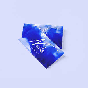 Blue Neon Nail Salon Script  Business Card