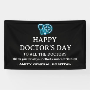 Blue Neon National or International Doctors Day Banner