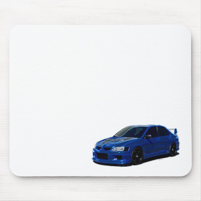 Blue Neon Outline Mitsubishi Evo Mouse Pad (Front)