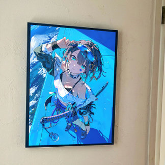 Blue Neon Prodigy - Japanese Cyberpunk AnimeImpact Poster