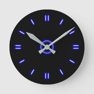 Blue Neon Round Clock