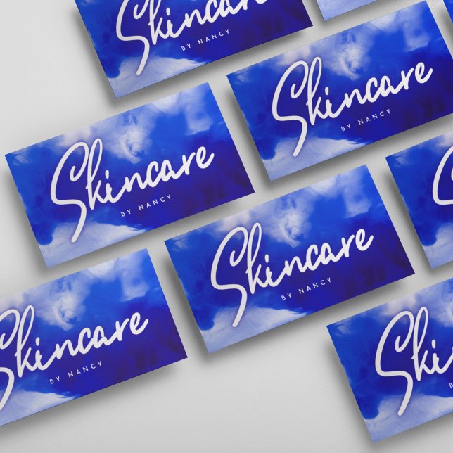 Blue Neon Skincare Script  Business Card (Creator Uploaded)
