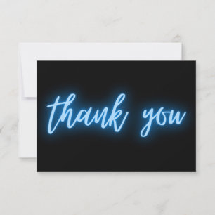 Blue Neon Thank You Trendy Card