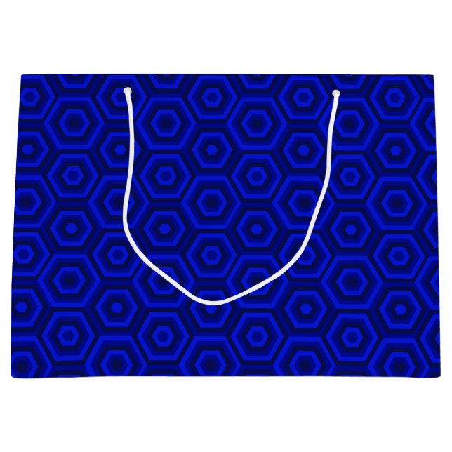 Blue Nested Hexagons Large Gift Bag (Front)