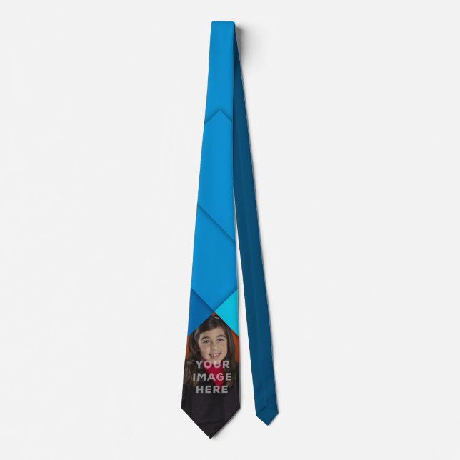 Blue Neutron Add Your Image Blue Neck Tie Design (Front)