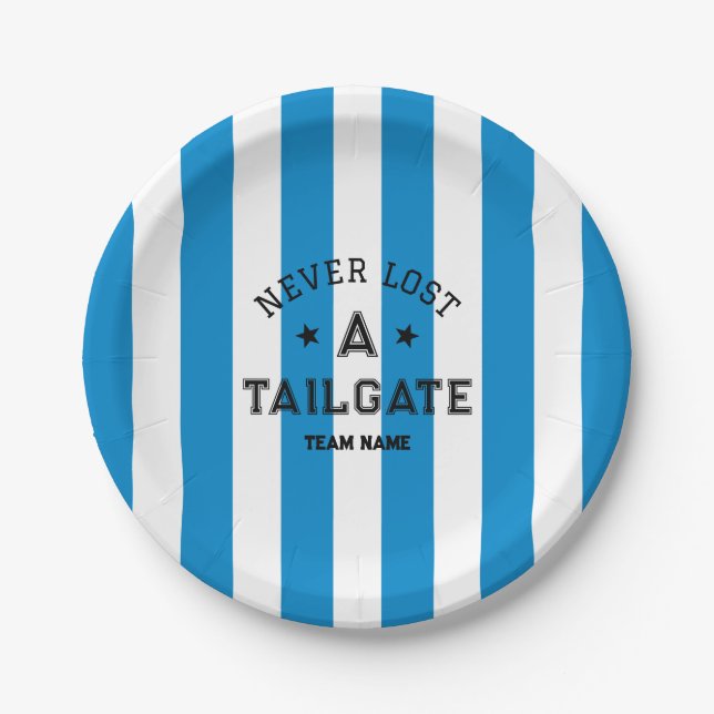 Blue Never Lost A Tailgate Custom Team Game Day Paper Plate (Front)