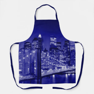 Blue New York City Night  Apron