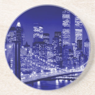 Blue New York City Night Coaster